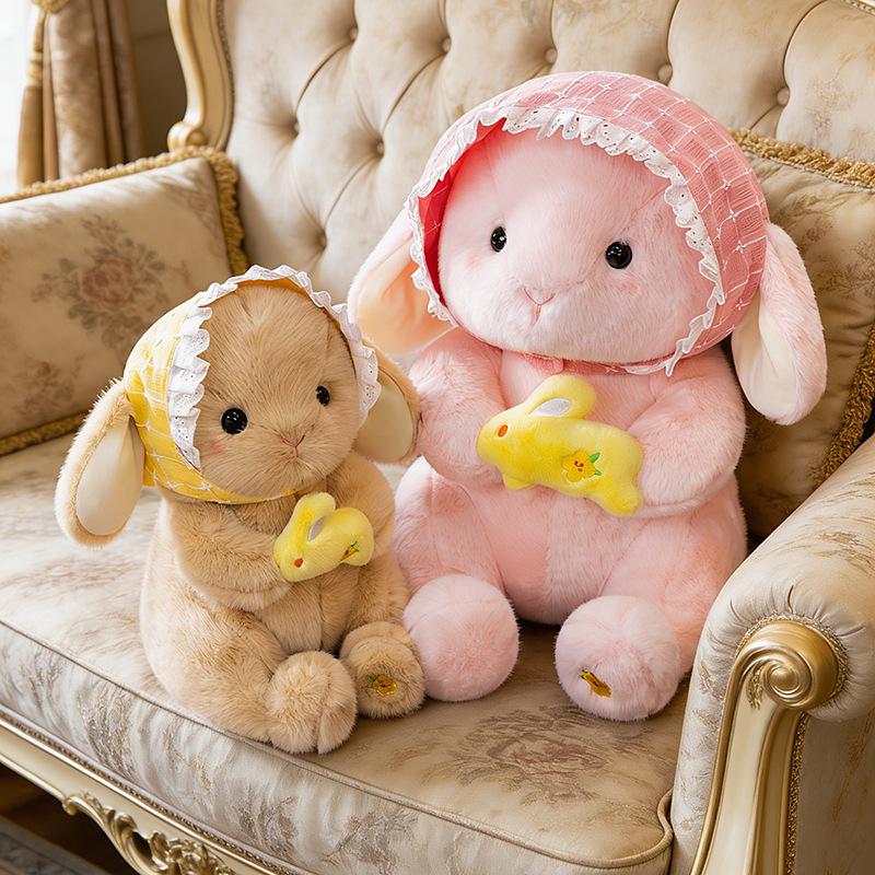Adorable 8-inch Long-Eared Bunny Plush Toy - Cute Cartoon Carrot Rabbit Doll