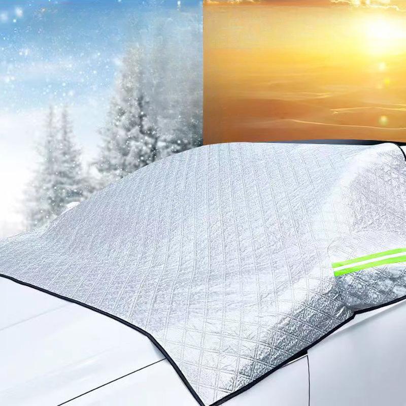 

Защитный козырек от снега автомобиля, чехол на переднее лобовое стекло, серебристый, утолщенный, морозный, снежный и морозостойкий солнцезащитный козырек, зимний с хлопковым чехлом и полутканевым чехлом