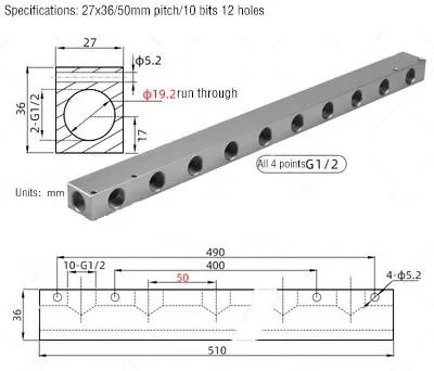 Luchtverdeler 1/2" 1/4" Pneumatische Snelkoppeling Slang Aluminium Blok Splitter 2 3 4 5 6 7 8 9 10 Weg