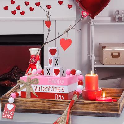 4 STÜCKE Tiered Tablett Dekor Für Valentinstag Süße Stil Herzstück Dekor Für Bücherregal Tisch Dekoration Organizer