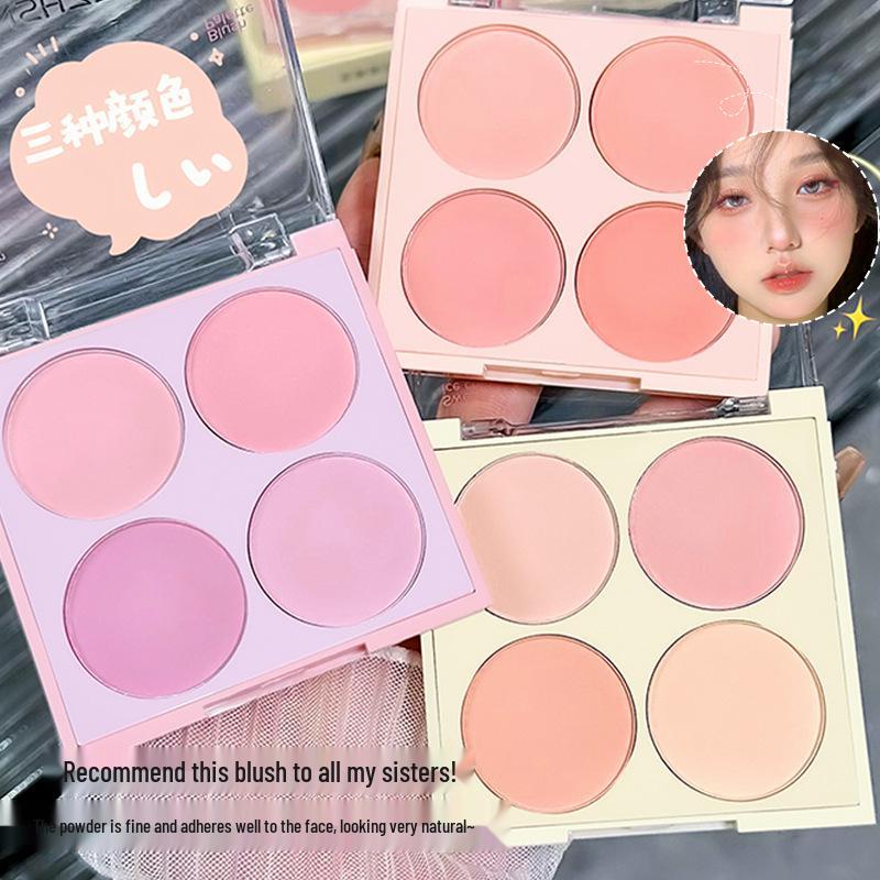 Mingxi Zhi Quad-Color Blush Palette: Matte Nude, Brightening, Contouring, 3D Highlight.
