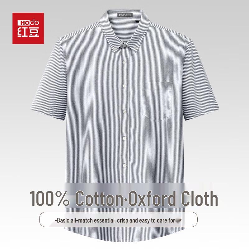 Hongdou Men s 100% Cotton Oxford Short Sleeve Business Casual Shirt 44