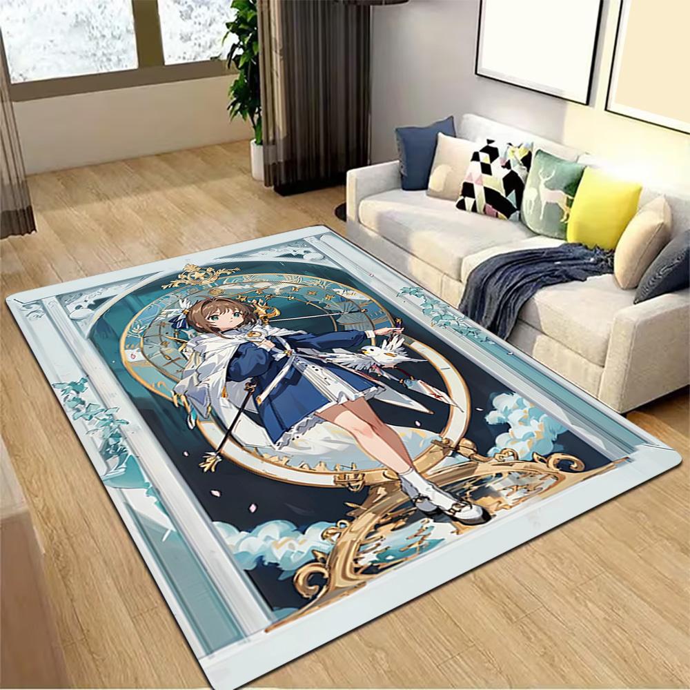 Elegant Blue Floral Dress Decoration,Carpet,Living Room,Bedroom, Non-slip,Square rug