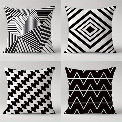 Geometric Black and White PillowcaseSuitable for Sofa Car Bedroom Decorative Cushion Cover Pillow Cover