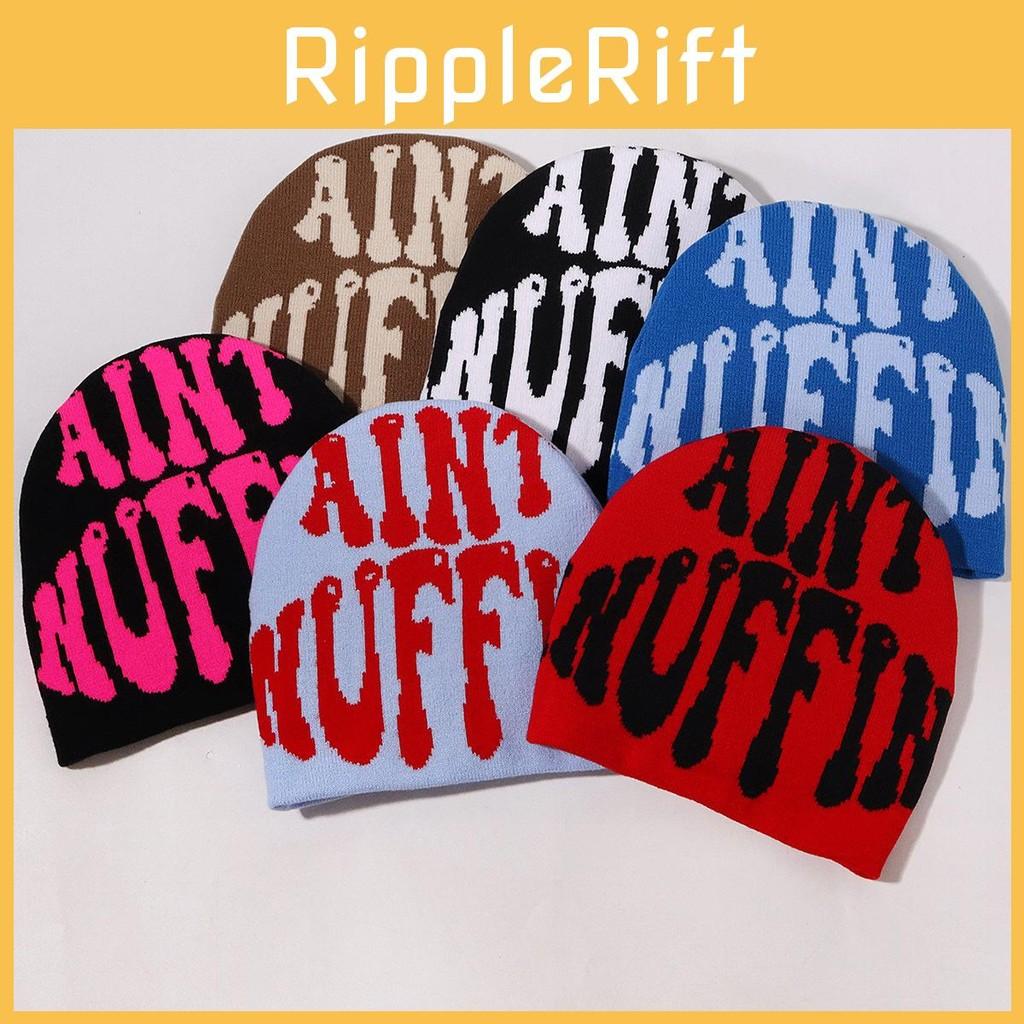 Double Fashion Sided Knitted Hat With Letter Embroidery Design For Season Cold