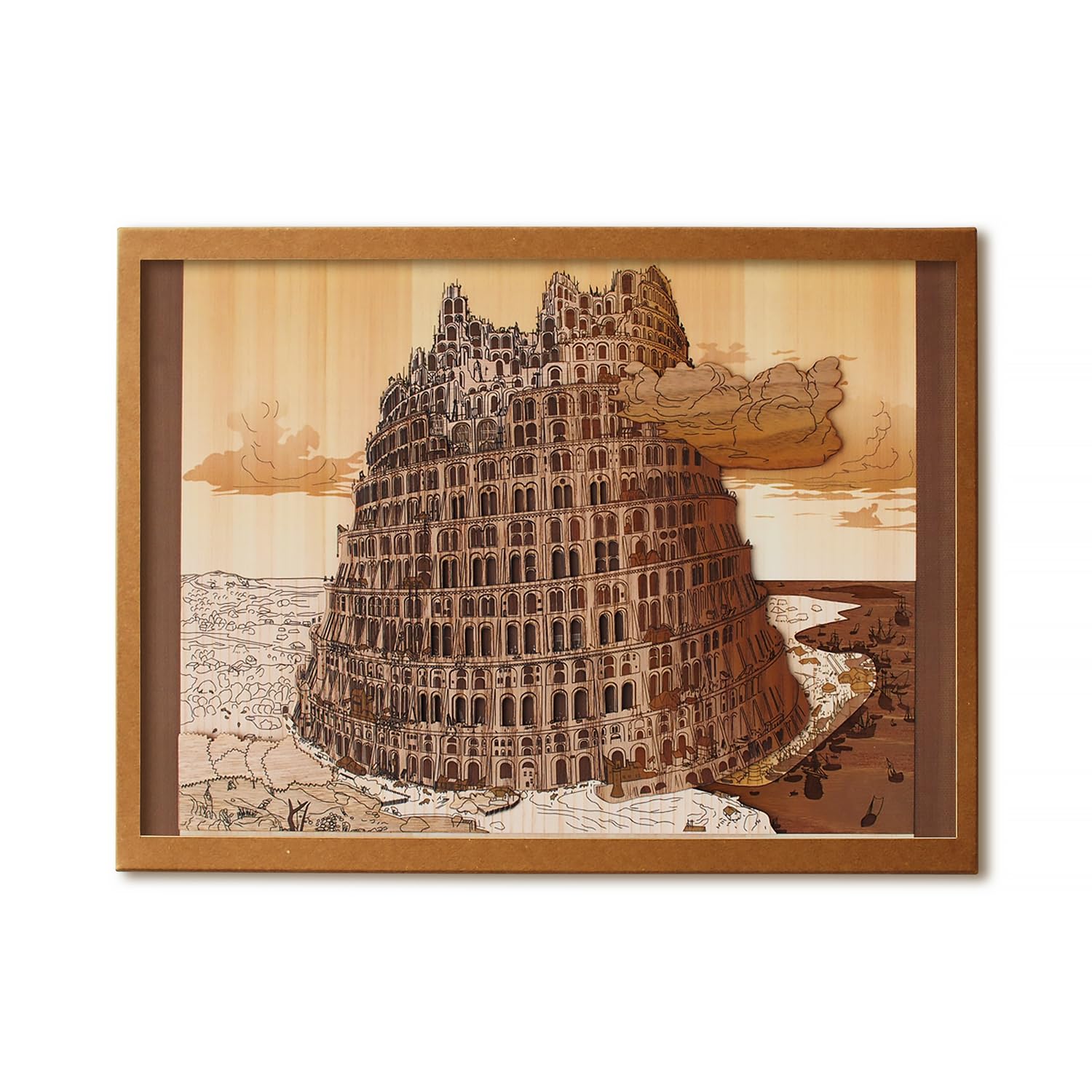 

KINOWA Tower of Babel II Woodcut Original Handmade Kit, Masterpiece by Bruegel, Made in Japan