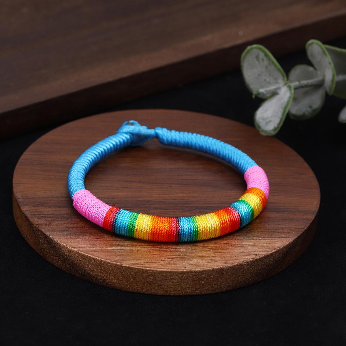 Ethnic Rainbow Vajra Knot Bracelet: Colorful Tibetan-Style Women s Handcrafted Travel Souvenir