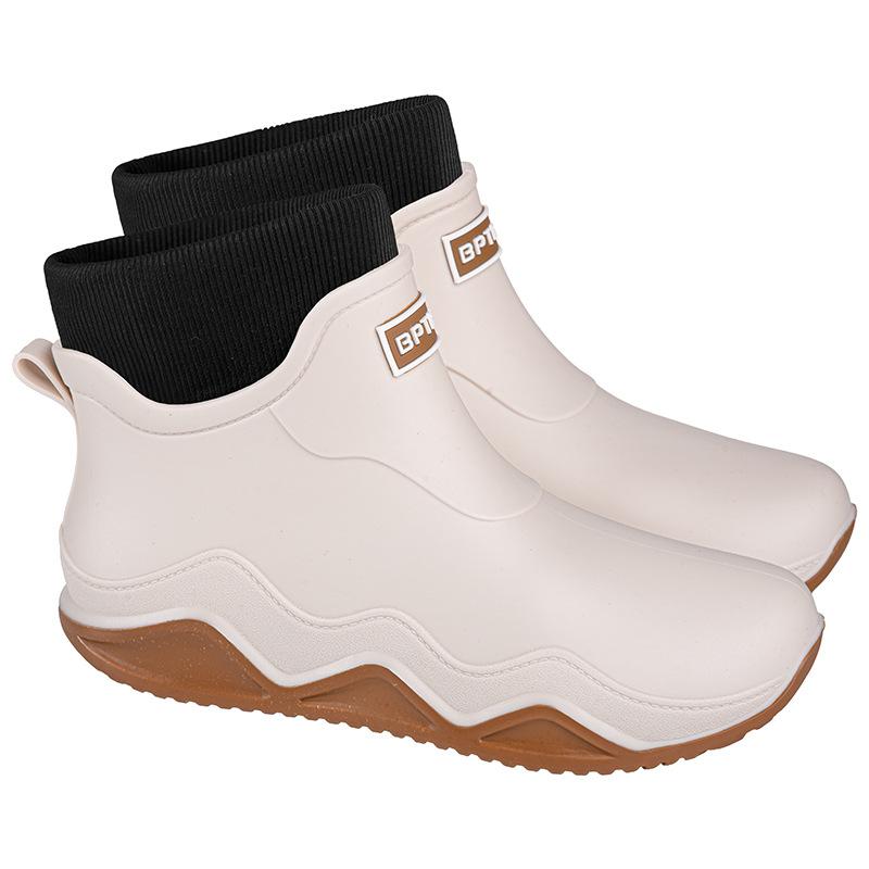 Water shoes short tube couple rain shoes men's low-top outer wear thick-soled shallow mouth non-slip rubber shoes men and women