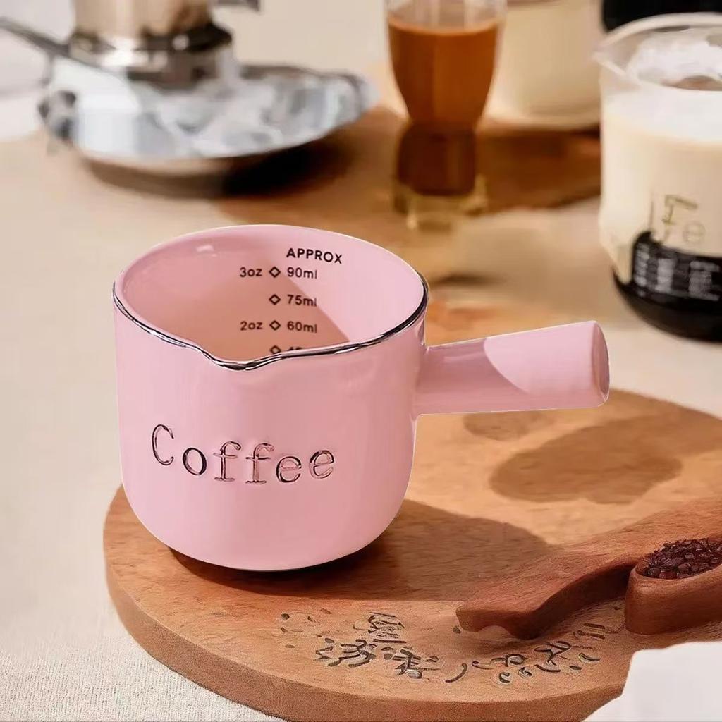 Ceramic Coffee Cup with Measurement Markings Minimalist Kitchen Small Milk Jar Espresso Mug Home Barista Coffee Brewing Cup Gift