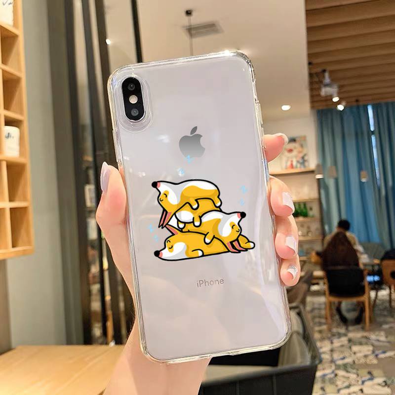Coque de téléphone à dessin animé mignon Corgi Dog pour iPhone 11 12 Mini 13 14 15 Pro XS Max X Plus SE XR coque transparente