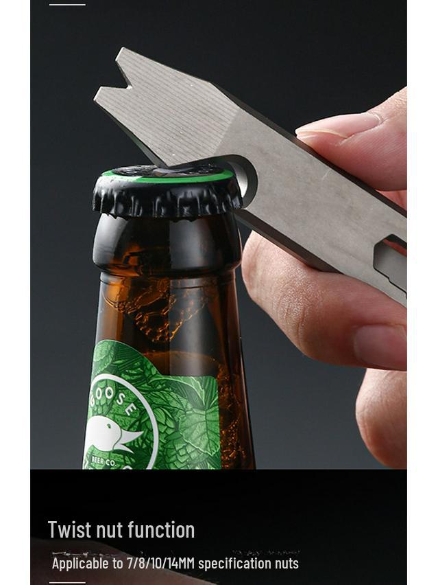 Titanium Alloy Multi-Tool: Outdoor Crowbar, Self-Defense, Bottle Opener, Wrench, EDC Gadget.