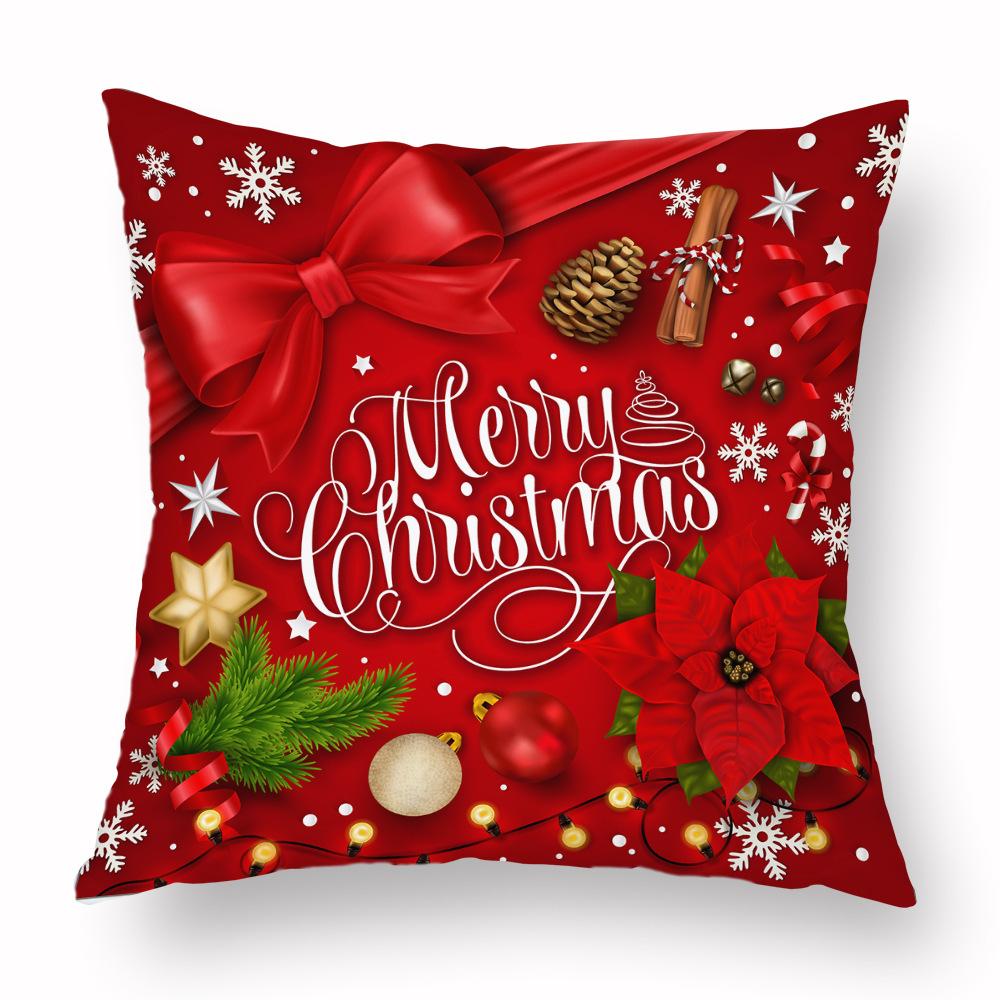 Santa Claus Pillow Case Bell Home Decoration Living Room Sofa Cushion New Snowflake Pillow Can Be Customized