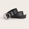 Ladies' Alloy Fashion Summer Chic Style Versatile Round Lychee Pattern Flat Pin Buckle Commuter Faux Leather Strap