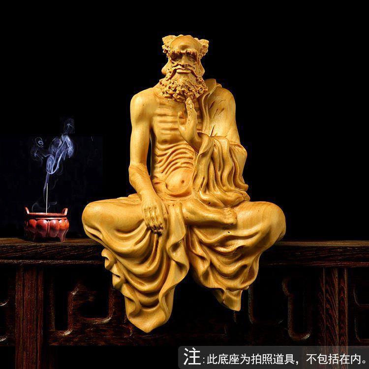 

Natural Cypress Shakyamuni Statue Chinese Buddhist Figures Hand-carved Home Room Office Feng Shui Prayer Figurine