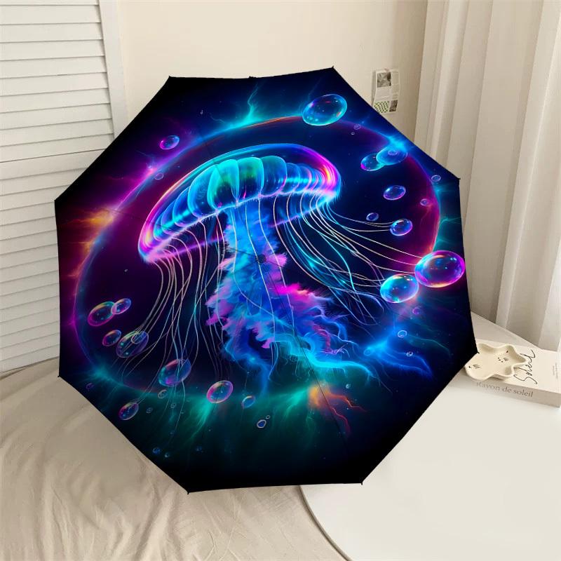 

1pc Jellyfish, Neon Automatic Open/Close Umbrella with Windproof, 8-Rib Sturdy Canopy, Durable Ribs, Fashionable Design1185A