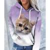 Lovely Cute Cat 3d Print Hoodie Women Fashion Oversized Women Hoodies Sweats Coat Girl Hooded Sweats Pullover Women's Clothing