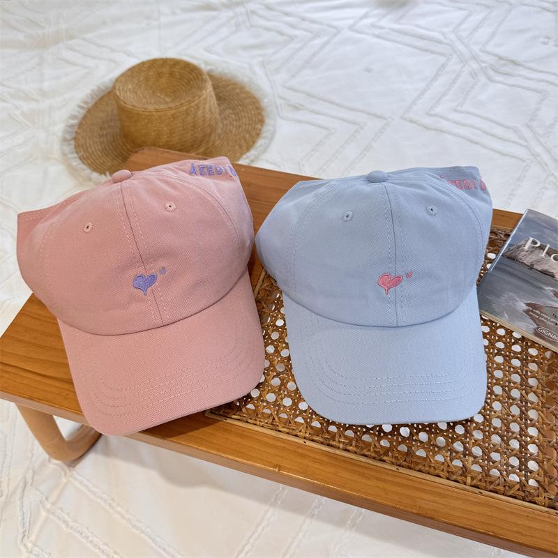 Love embroidery half-empty top baseball cap female summer student college wind can tie ponytail cap versatile sun hat