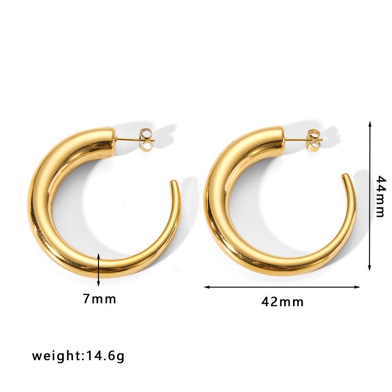 Gold Color Stainless Steel Hoop Earrings For Women Ear Drop Stud