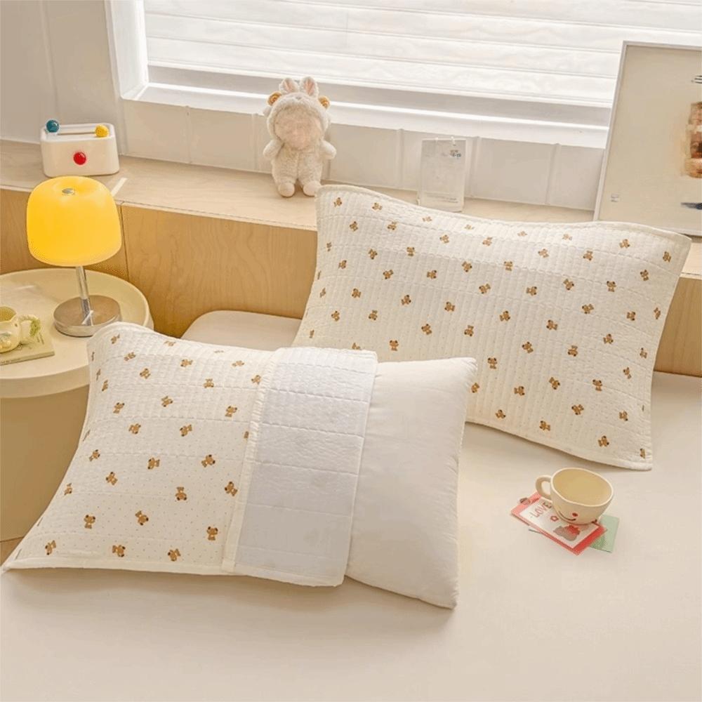 Double-Layer Cotton Pillowcase Cartoon Printing Cushion Cover Pillow Insert Protector Dormitory