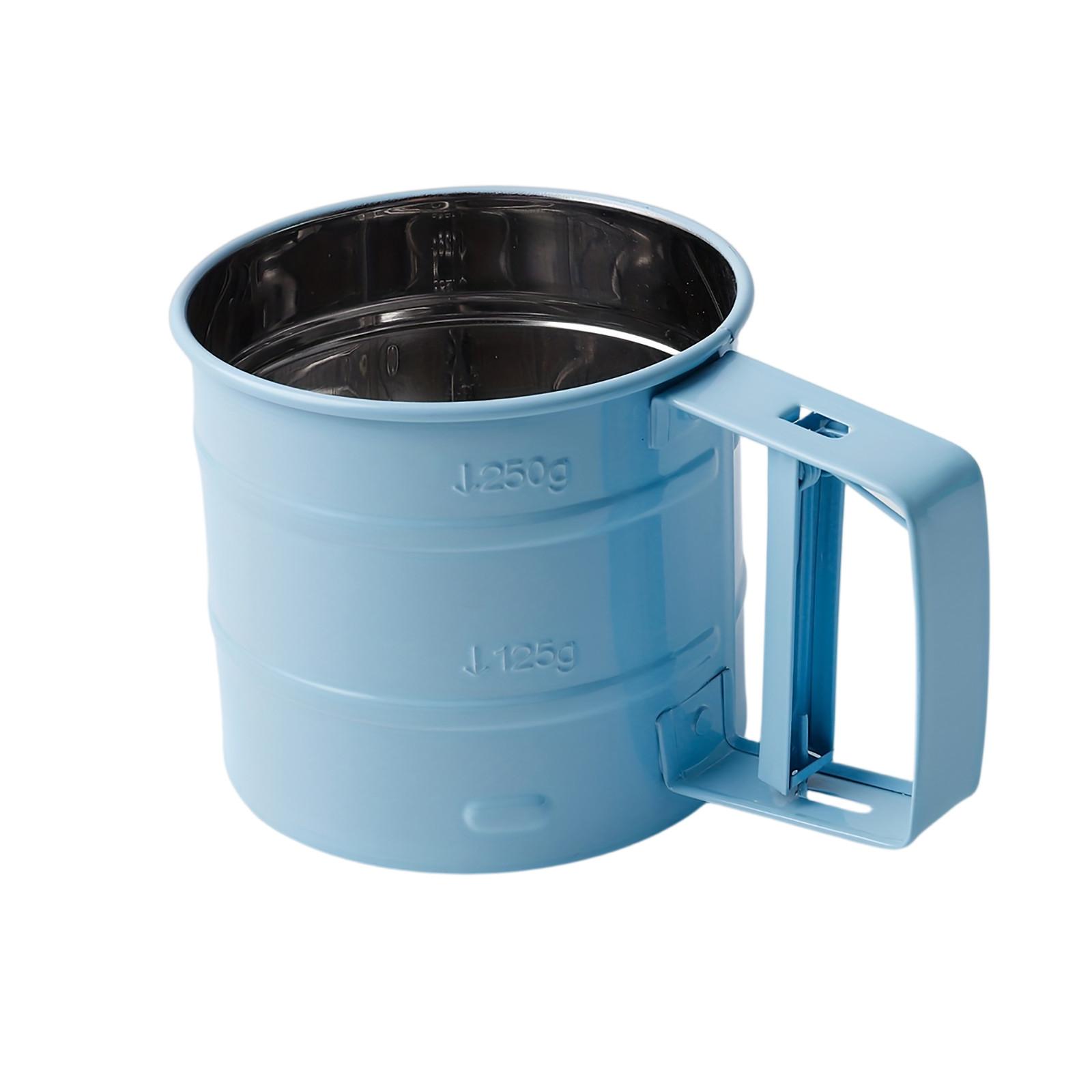 

Semi Automatic Flour Handheld Baking Filter Sieve Powder Shaker Kitchen Tool One Size синий