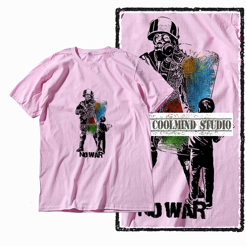 Coolmind X0010 100% Cotton Anti-war Print Exclusive Graphic Men T Shirt Big Size Men Tshirt Casual T-shirt for Men Tees