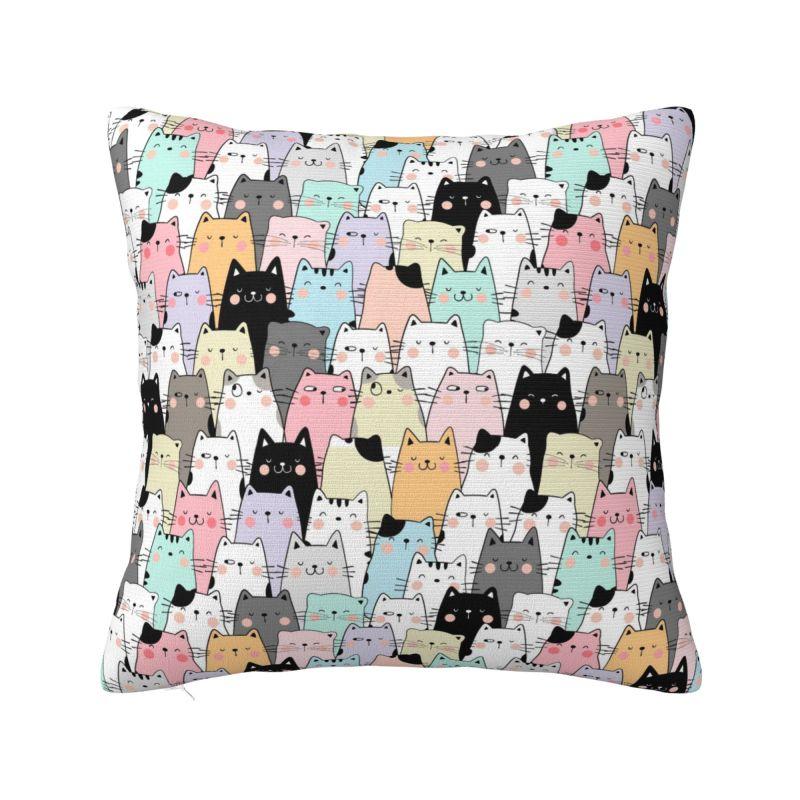 Colorful Cartoon Kitten Cat Throw Pillow Case Home Decorative Luxury Cushions Cover For Sofa Car Square Polyester Pillowcase