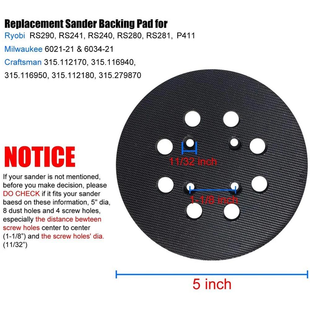 5inch 125mm 8 Holes Backing Pad Hook&Loop Sanding Pads For For For Craftsman Power Sander Polisher Tools