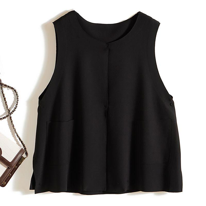 

Daily Order Design Tops! Women s Ramie Cotton Non-Ironing Anti-Wrinkle round Neck Sleeveless Pullover Vest Basic Wear Black L