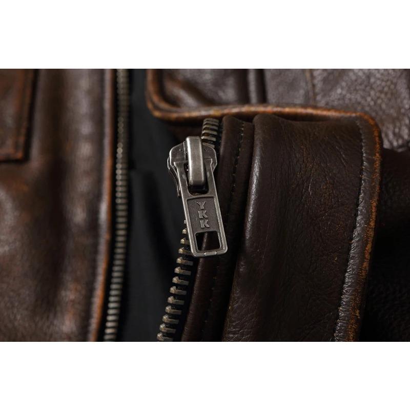Chinesische Größe Lässige Lederjacke Herren Echtes Rindsleder Retro Vintage Lederjacken Herrenjacken Chaqueta De Cuero Para Hombre Casacos