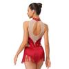 Pailletten Fransen Body für Damen Neckholder Jazz Latin Tanz Samba Chacha Quaste Leotard Akrobat Kostüm