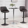 Set of 2 Adjustable Bar Stools with Backrest and Footrest, Metal Base and Faux Leather Seat, 46x48x83-104 Cm, Brown and Black