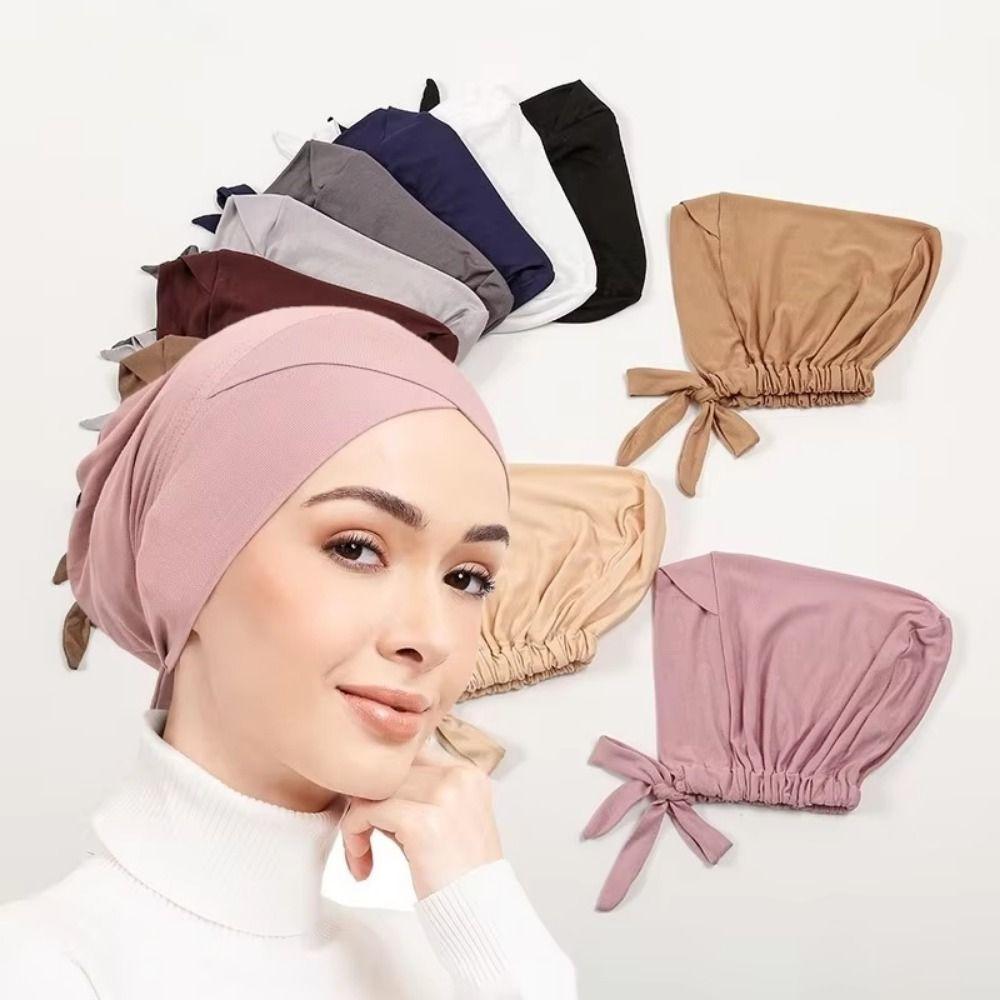 Breathable Headscarf Hat Adjustable Muslim Bonnet Fashion Accessories Inner Caps  Muslim Women