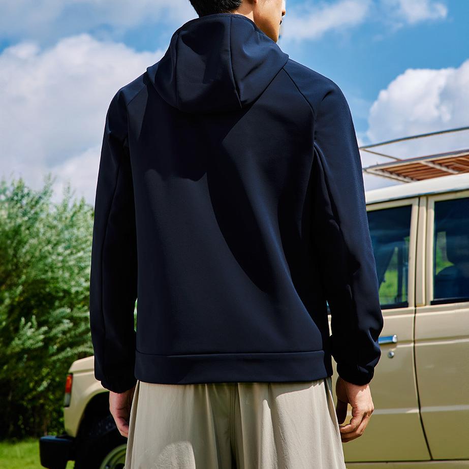 Skechers Basic Sports Series Hooded Zip Fashion Long Sleeve Jacket Men jackets Carbon-Black P424M130-0018