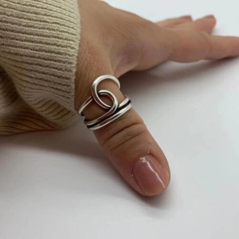 Simple Creative Retro Line Cross-wrapped Ring for Women Personalized Old Irregular Zircon Party Gift Accessories