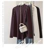 Plus Size Women's Velvet Long Sleeve Top - Half-High Neck, Loose Fit, Stylish Flaw Cover, Autumn/Winter Collection