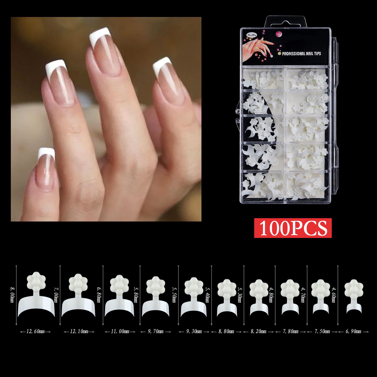 500-Piece Plum Blossom Crescent French Nail Art Extension Tips