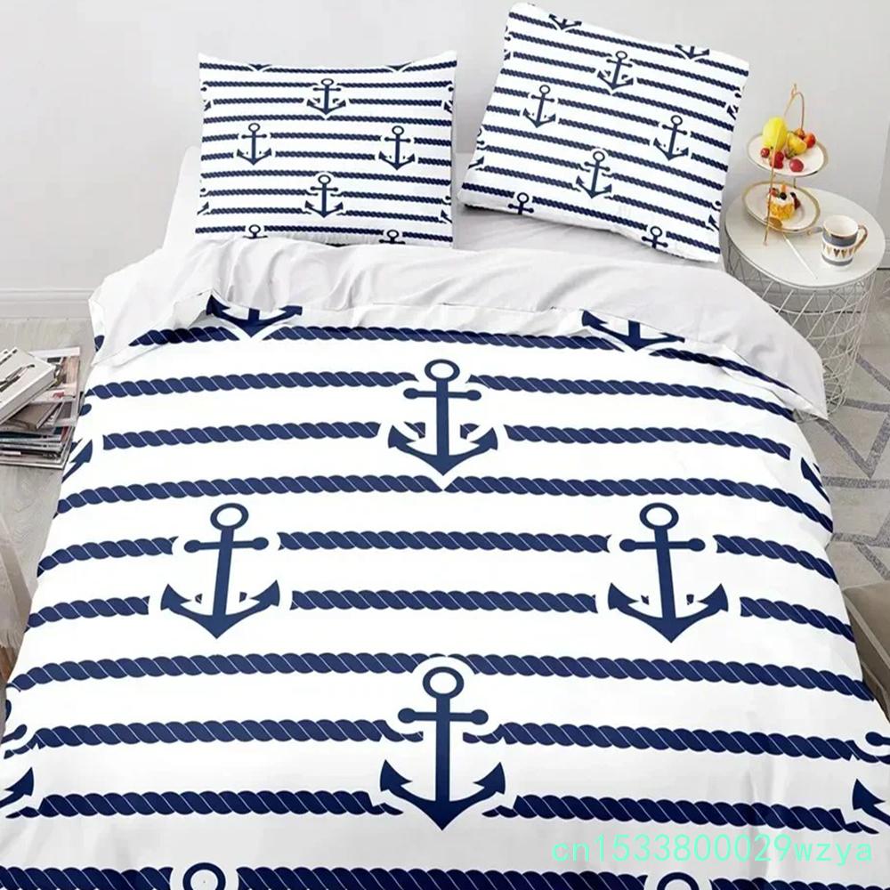 3D Druck Neue Nautische Ozean Anker Bettwäschesets Ozean Geist Bettbezug King Queen Einzelgröße Bettwäsche Teenager Jungen Geschenk