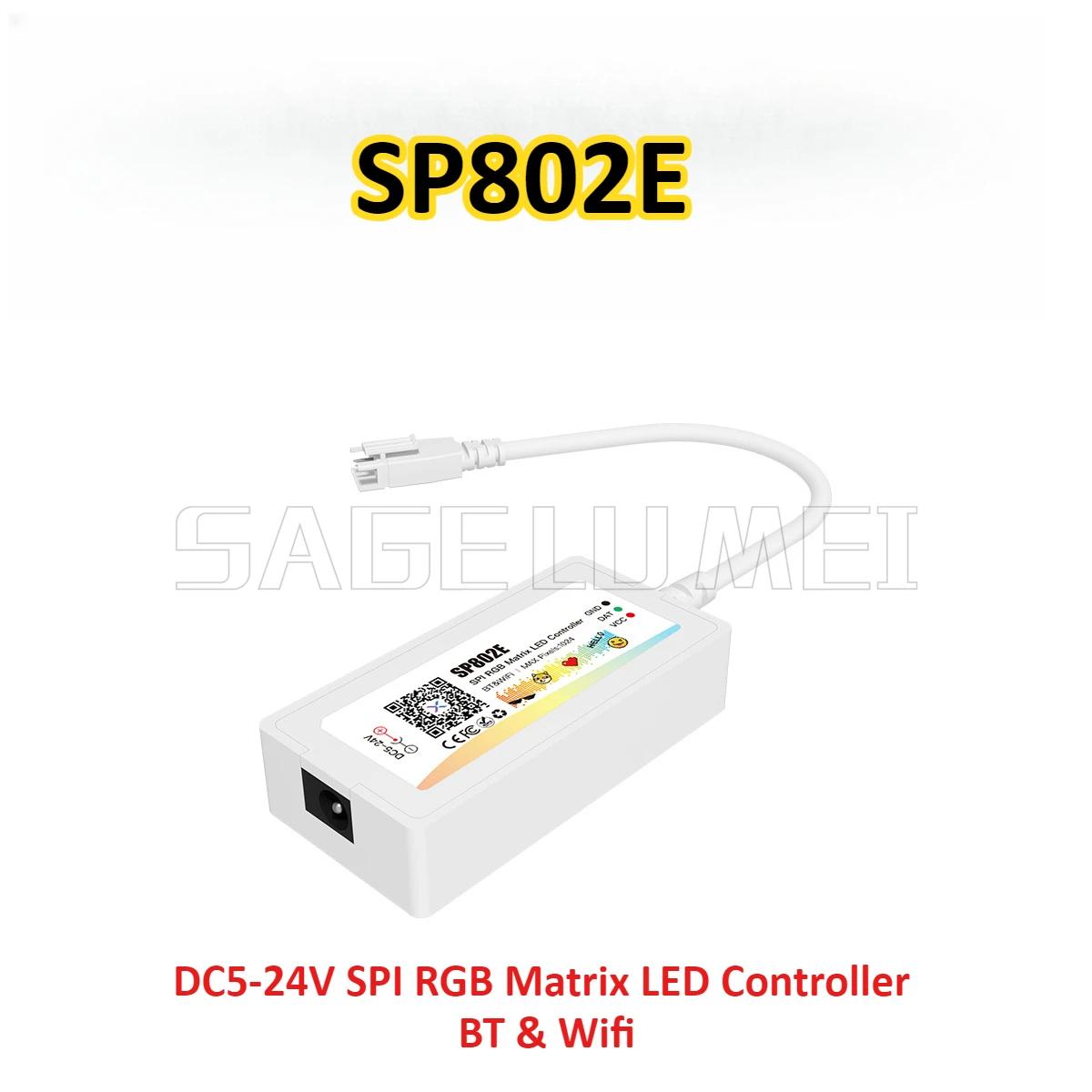 

DC5-24V SP802E W2812B RGB Matrix LED Controller Panel Animation Built-in with various effects and music modes Wireless Control