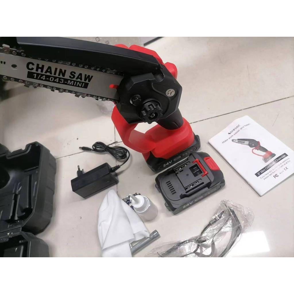 Aoresac Portable 6-inch Electric Chainsaw 550W Cordless Chainsaw with A Detachable 2000mAh Li Battery Electric chainsaw