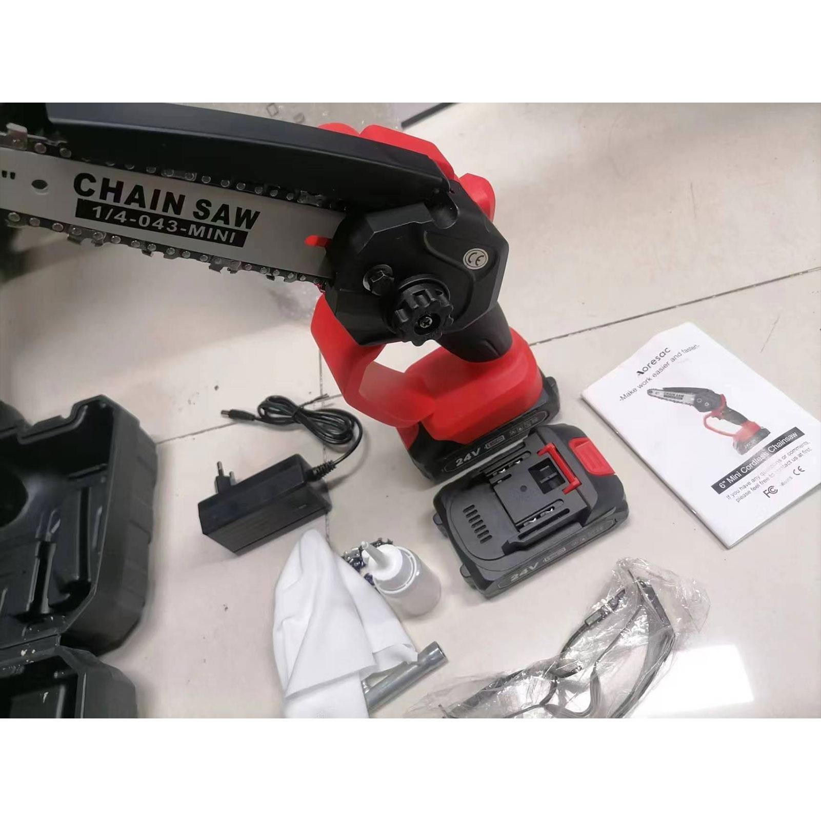 

Aoresac Portable 6-inch Electric Chainsaw 550W Cordless Chainsaw with A Detachable 2000mAh Li Battery Electric chainsaw