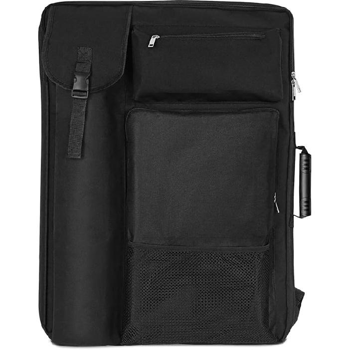 Кейс-портфолио для рисунков 18 x 24, Портфолио для рисунков с рюкзаком и сумкой-тоут для работ, Средний размер кейса для рисунков(черный)