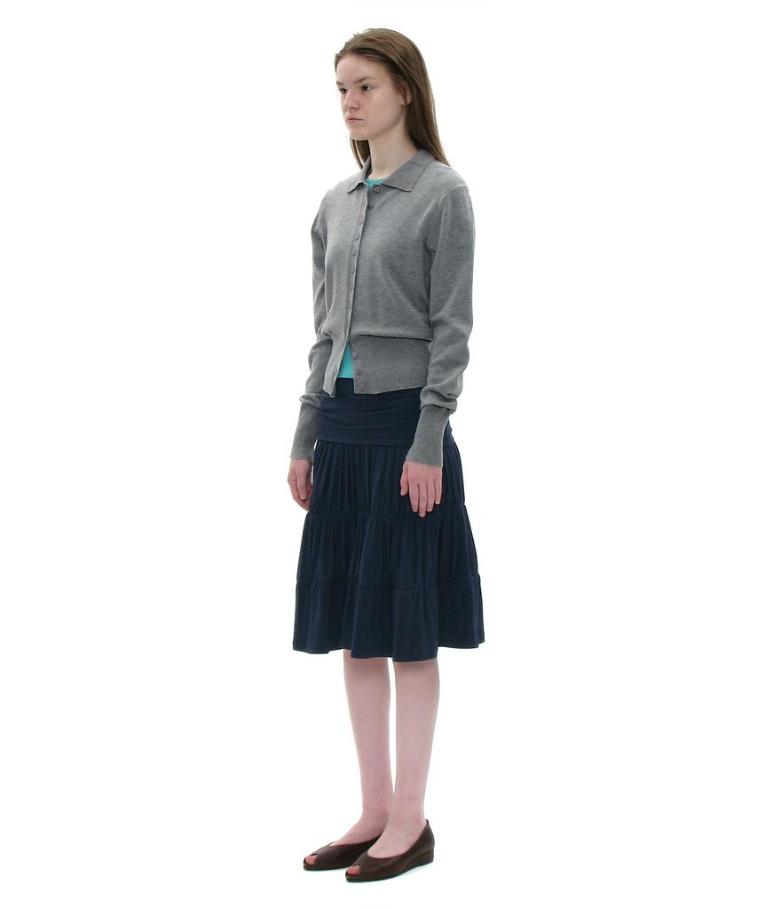 Partimento Woman Pwc Jersey Shirred Tiered Midi Skirt_Navy