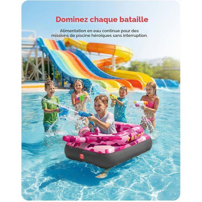 QPAU Flotteur de Piscine Enfant avec Canon à Eau, Jouet Gonflable Épais 0,35 mm, 3-6 Ans
