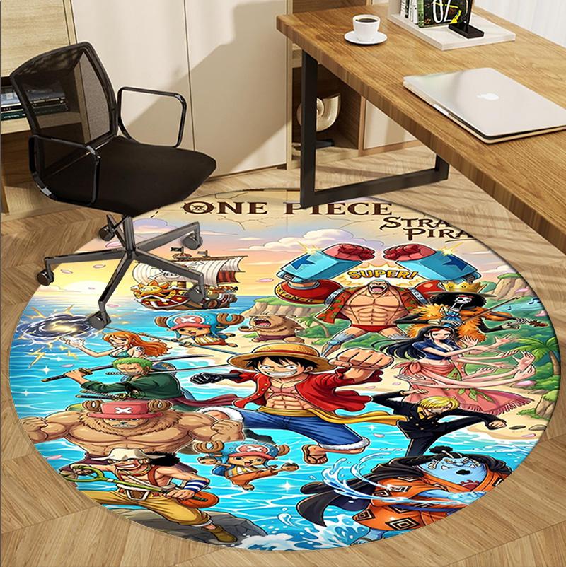 One Piece Pattern Round Rug, Indoor/Outdoor Mat, for Picnic, Gameroom, Bedroom, Office, Living Room, Home Decor Carpet, Birthday Gift