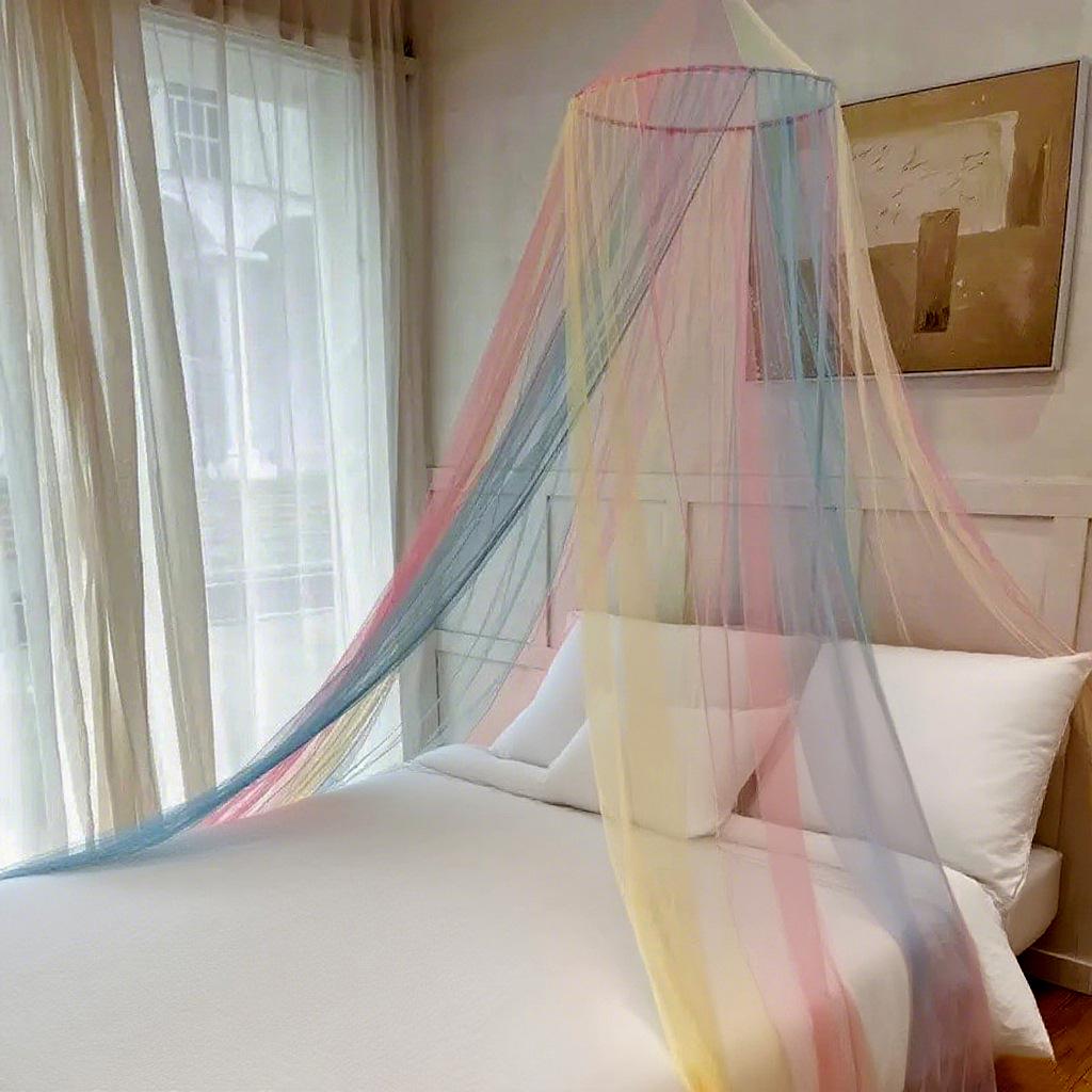 No-Install Dome Princess Tent: Colorful Encrypted Folding Mosquito Net for Double Bed