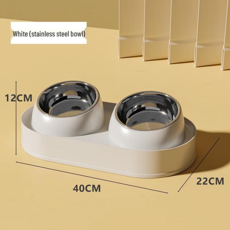 

JINGRUIXIANG Slanted Neck Protection Cat Double Bowl