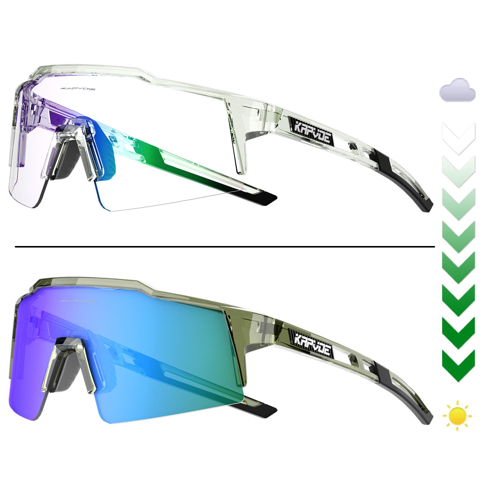 Kapvoe Photochromic Frame and Lens Sunglasses Photochromic Cycling Glasses UV400 Sports Glasses Running Driving Outdoor Eyewear Photochromic lens