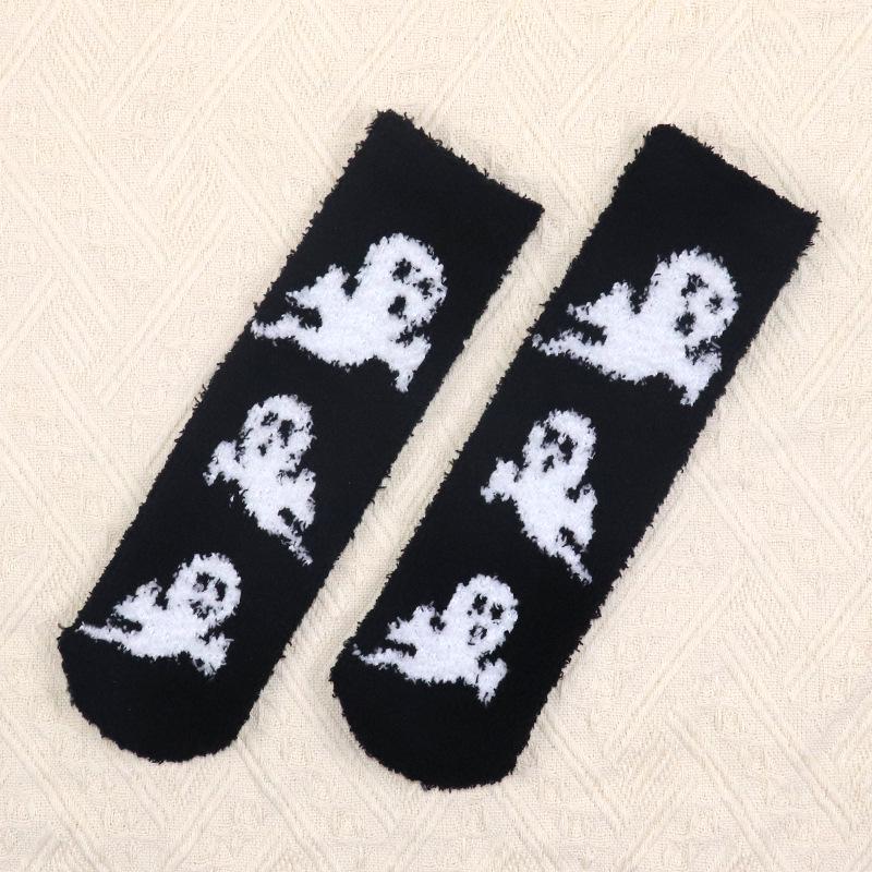 

Luminous Anti-Slip Halloween Socks: Coral Fleece for Men & Women One Size