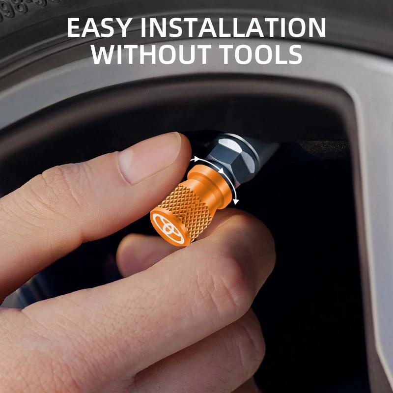 4Pcs Car Styling Metal Car Tire Valve Caps Tyre Dust Cap For Toyota Hilux Prius Auris Corolla Camry