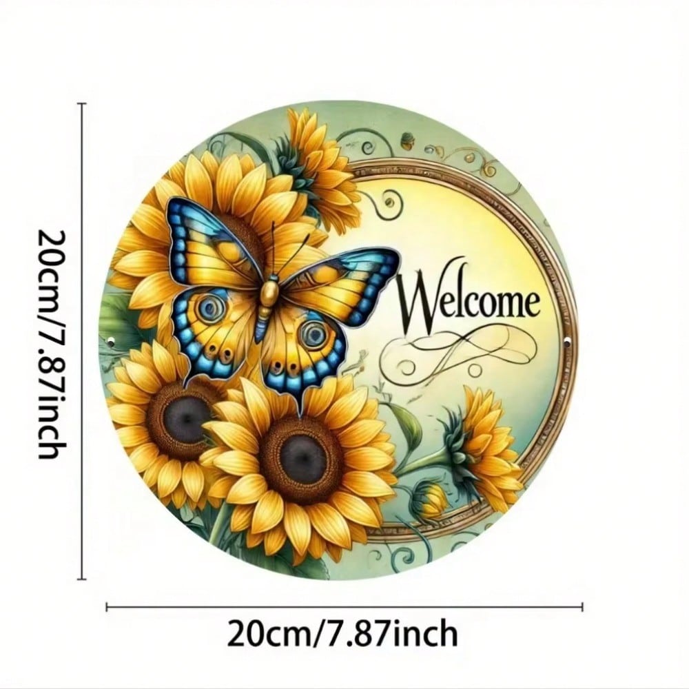 Metal Wall Art Welcome Home Sign Vintage Butterfly Sunflower Decor For Bedroom Office разноцветный